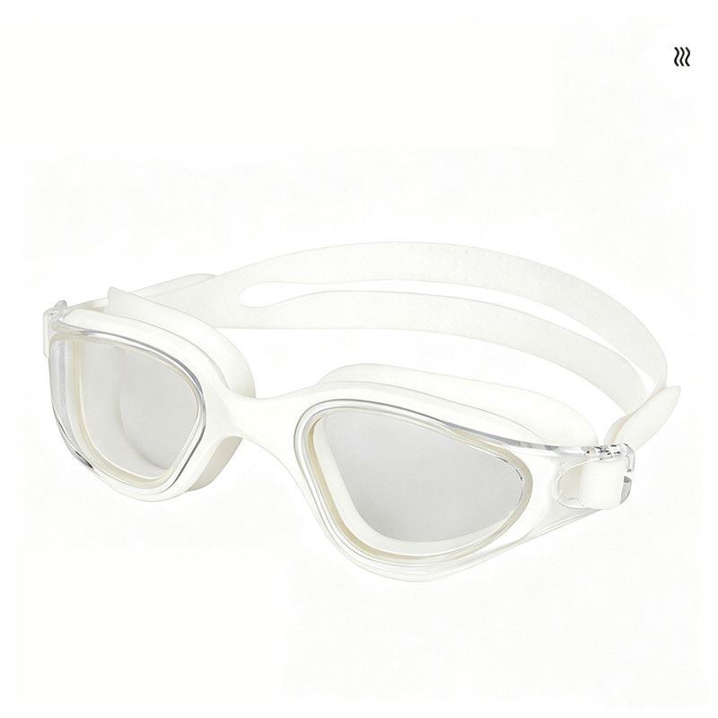 High definition silicone waterproof and anti fog adult swimming goggles,white