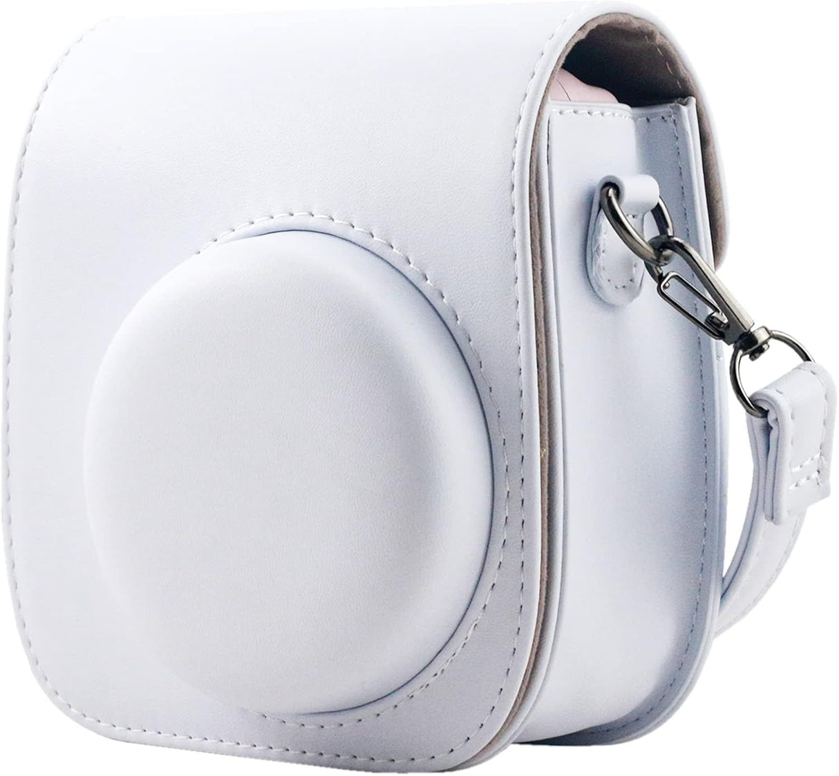 Protective Case Compatible with Fujifilm Instax Mini 12 11 9 8 Instant Film Camera with Pocket and Adjustable Strap (White)
