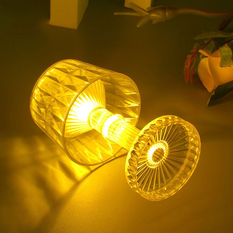 2 Pack Warm White Clear Crystal Mini Acrylic LED Desk Lamps, Mini Table Lamp,Appropriate for a Child`s Party, Child`s Vanity