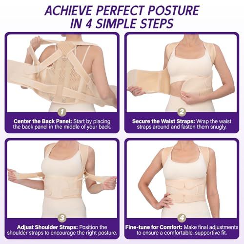 Posture Corrector Brace For Daily Use, Work, And Sports To Improve Slouching, L (Beige)