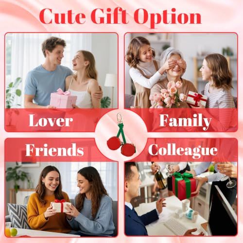 Cute Cherry-Shaped Mini Pouch Bag Charm for Backpacks, Handbags and Luggage (Red)