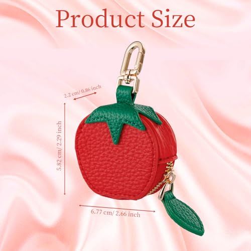 Cute Fruit Coin Pouch Keychain Charm for Backpacks, Handbags & Everyday Carry (red)