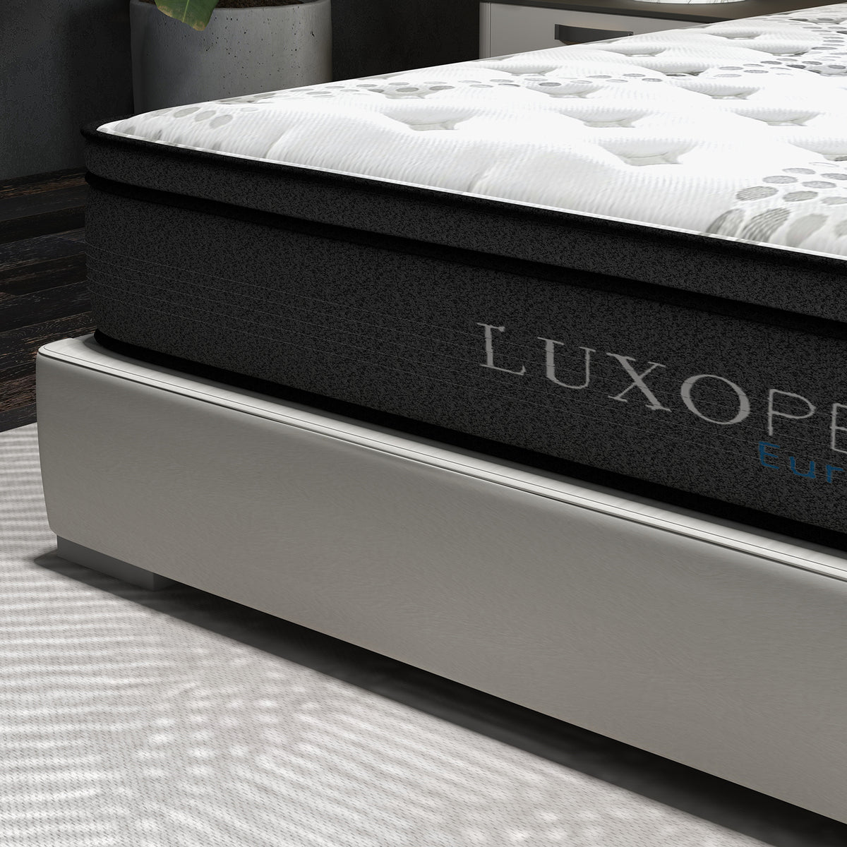 Luxopedic Pocket Spring Mattress 5 Zone 32CM Euro Top Memory Foam Medium Firm - Single - White Grey