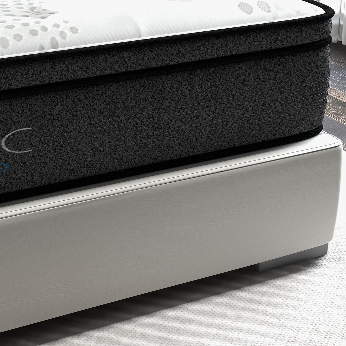 Luxopedic Pocket Spring Mattress 5 Zone 32CM Euro Top Memory Foam Medium Firm - Single - White Grey