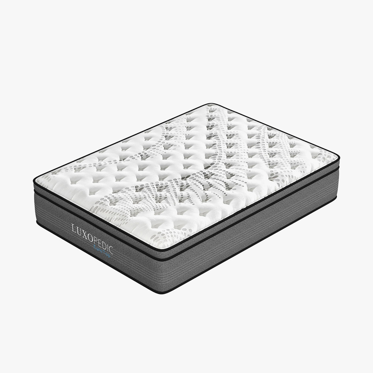 Luxopedic Pocket Spring Mattress 5 Zone 32CM Euro Top Memory Foam Medium Firm - Single - White Grey