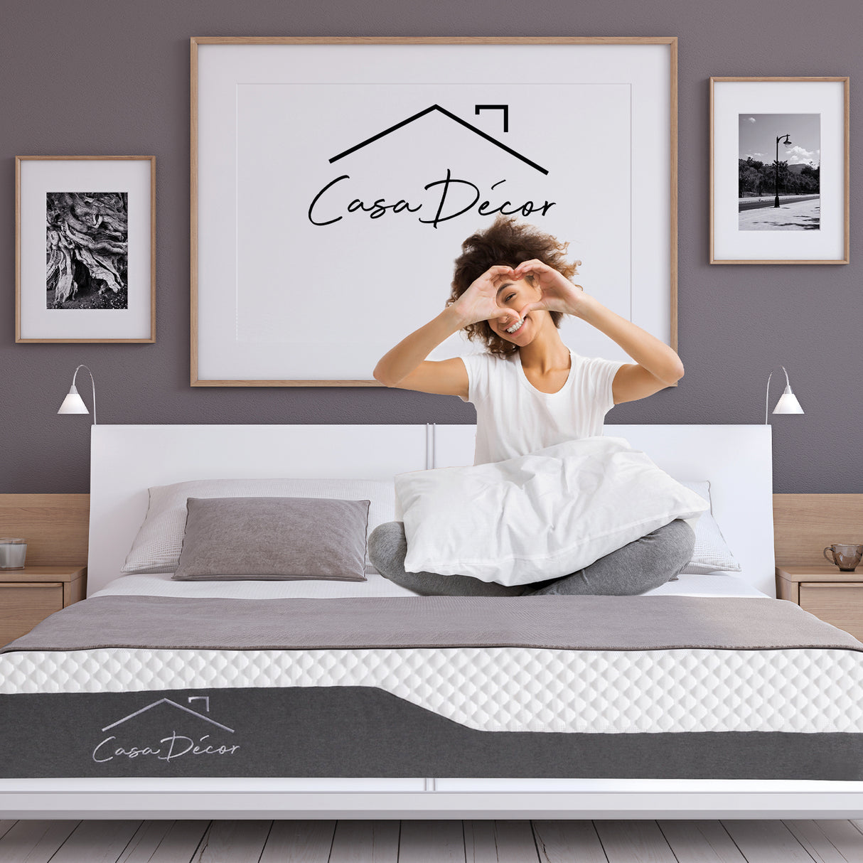 Casa Decor Memory Foam Luxe Hybrid Mattress Cool Gel 25cm Depth Medium Firm - Queen - White Charcoal Grey