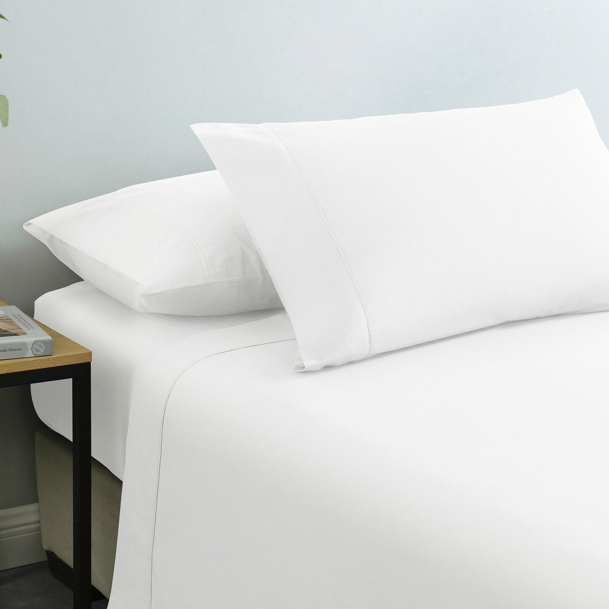 Royal Comfort Vintage Washed 100% Cotton Sheet Set Fitted Flat Sheet Pillowcases - Single - White