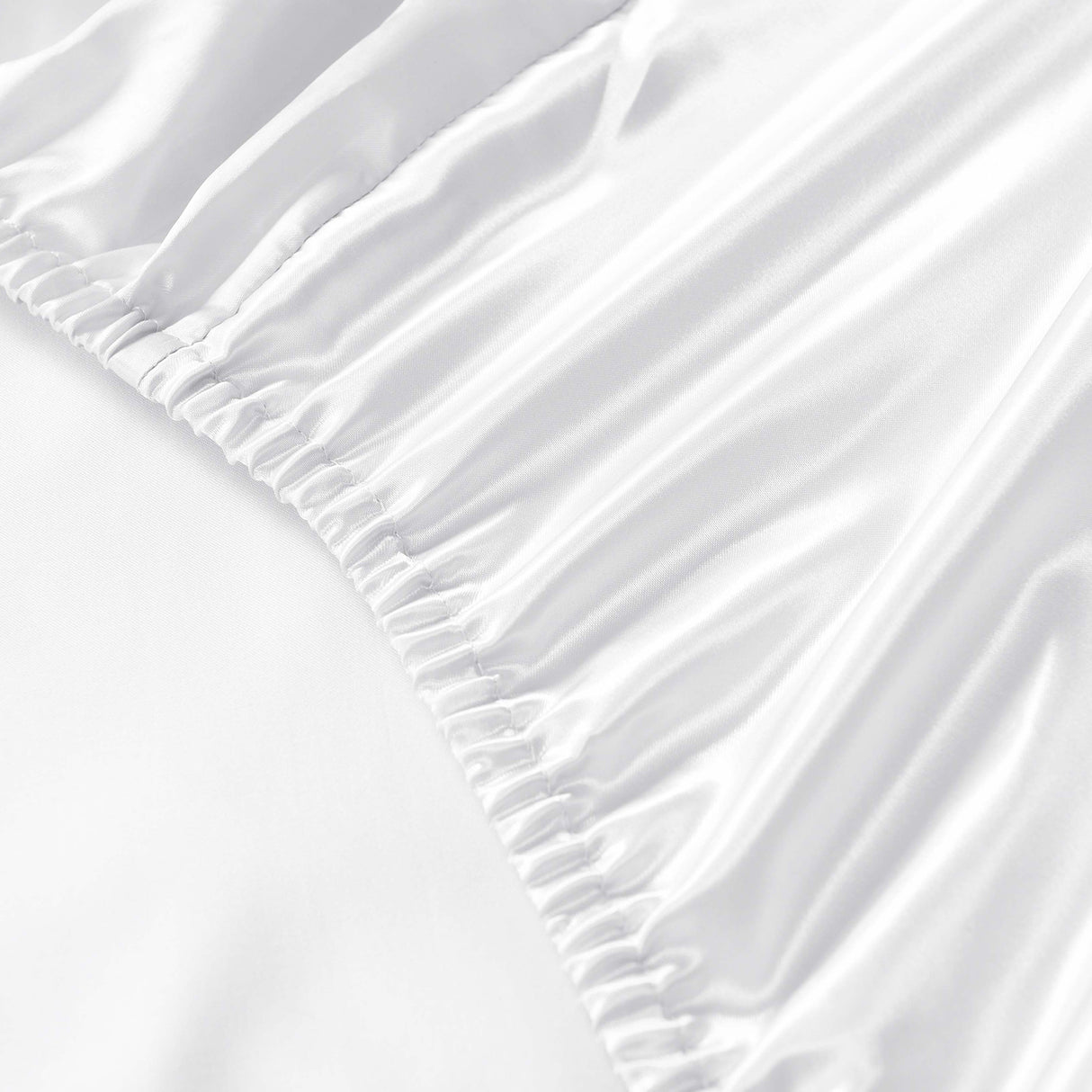 Royal Comfort Satin Sheet Set 3 Piece Fitted Sheet Pillowcase Soft - Queen - White