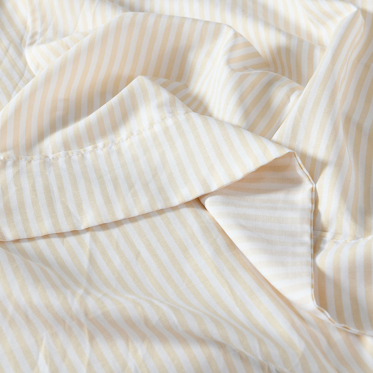 Royal Comfort Striped Flax Linen Blend Quilt Cover Set Soft Touch Bedding - Queen - Beige