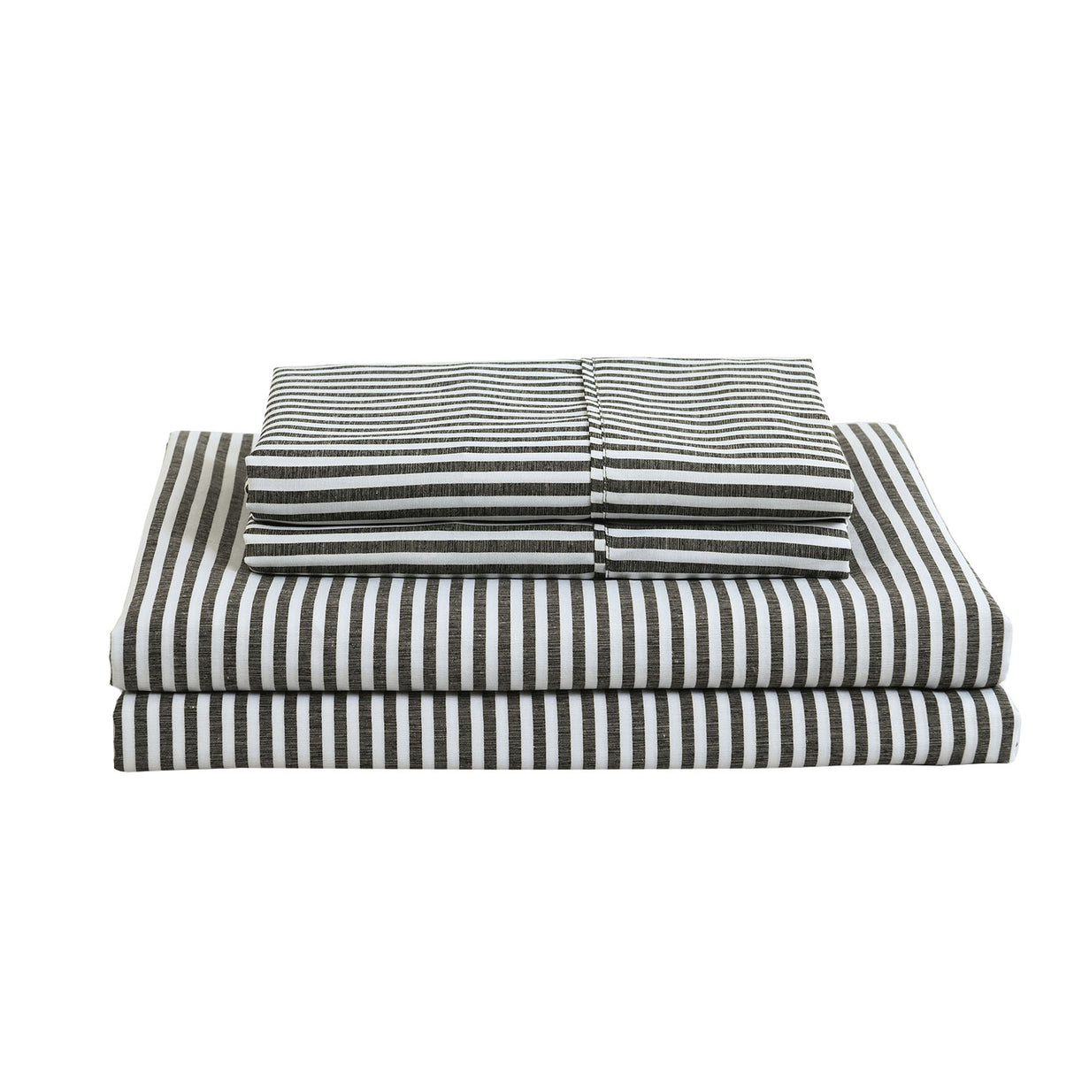 Royal Comfort Striped Flax Linen Blend Quilt Cover Set Soft Touch Bedding - King - Charcoal
