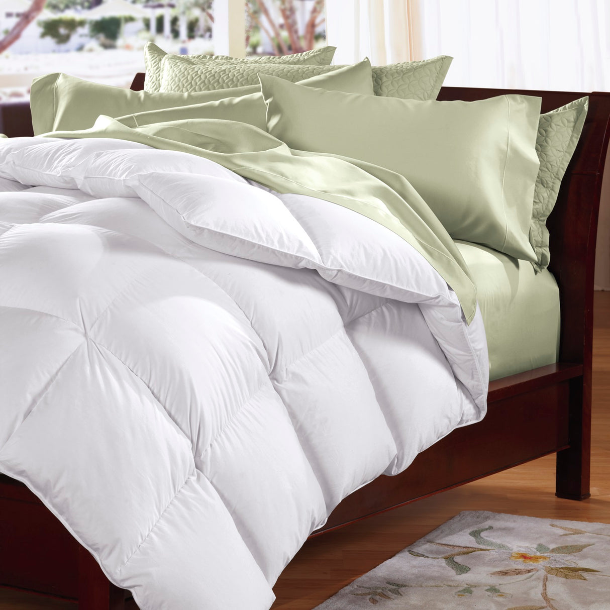 500GSM Soft Goose Feather Down Quilt Duvet 95% Feather 5% Down All-Seasons - Queen - White