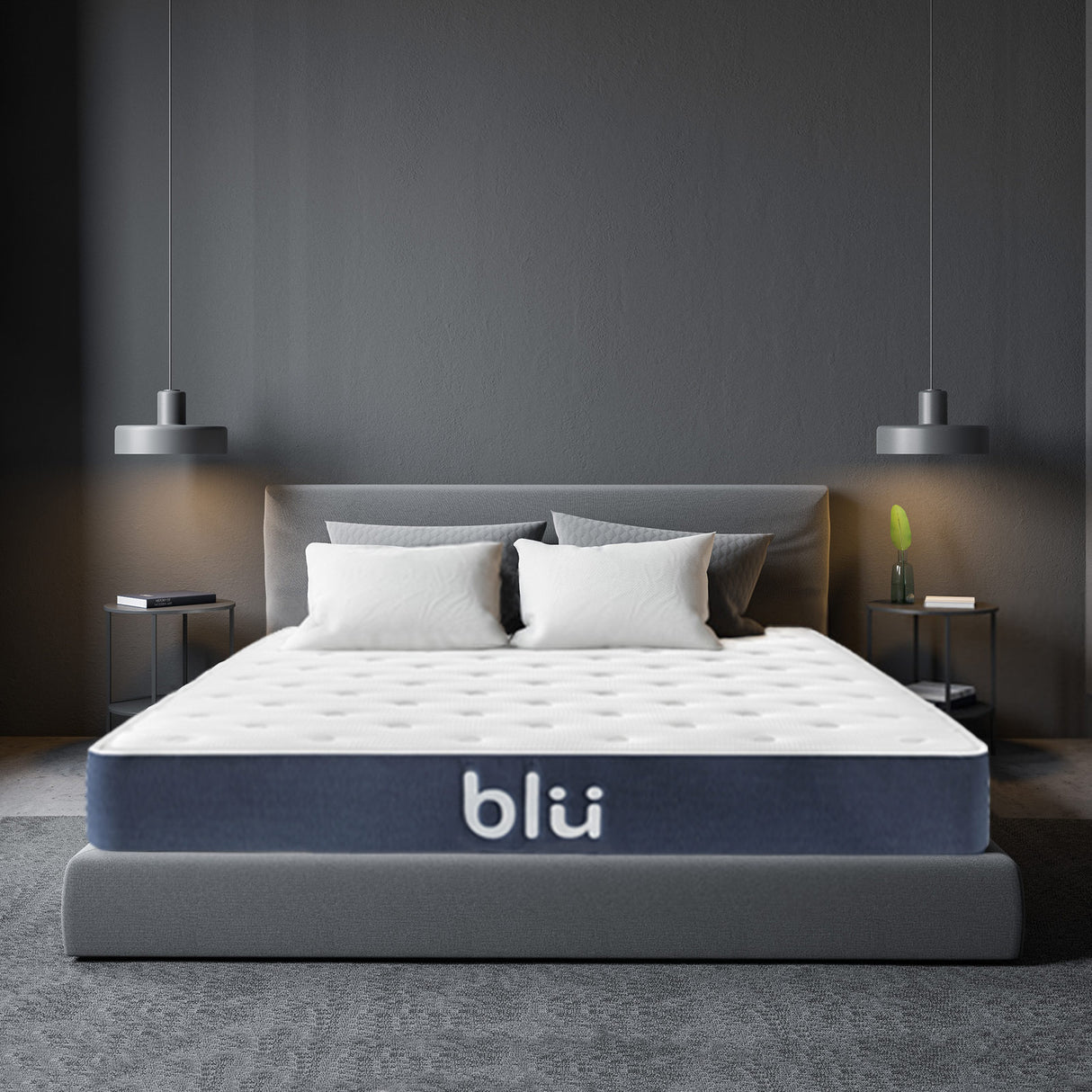 Milano Blu Mattress Hybrid Memory Foam Bonnell Spring Design Medium Firm 23cm - Double - White Blue