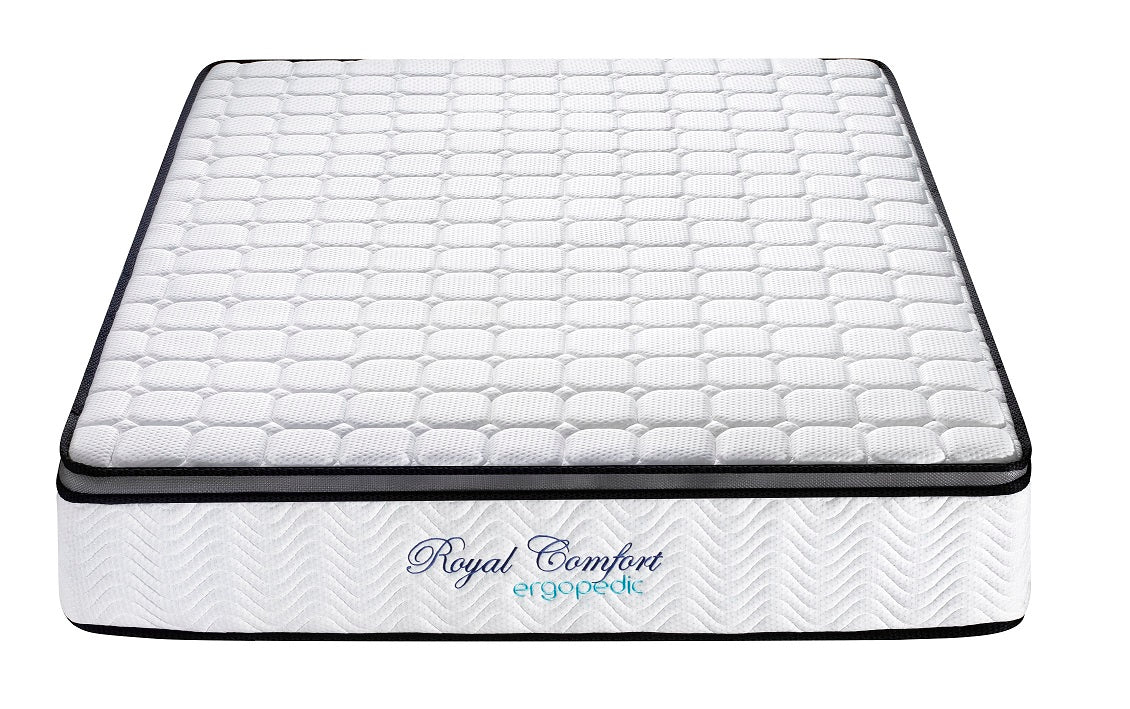 Ergopedic Mattress 5 Zone Latex Pocket Spring Mattress In A Box 30cm - King Single - White Grey Black