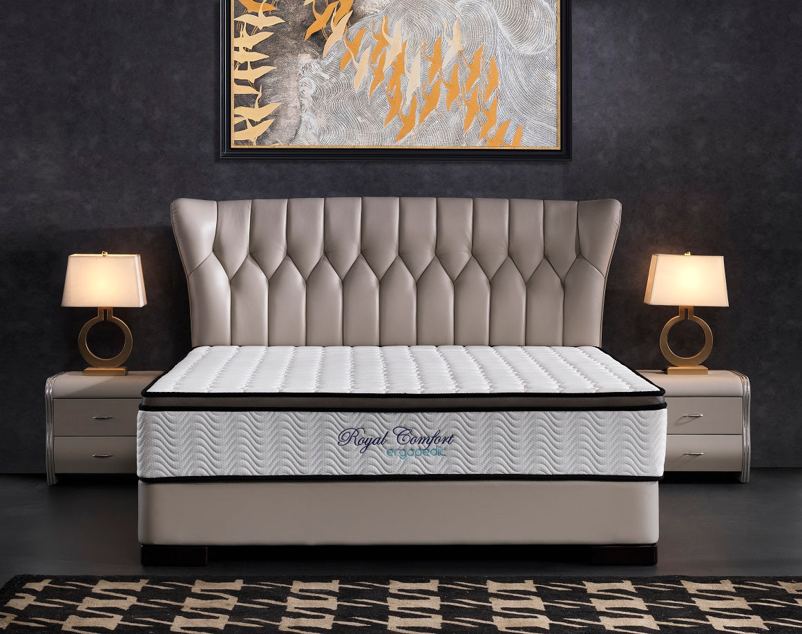 Ergopedic Mattress 5 Zone Latex Pocket Spring Mattress In A Box 30cm - Queen - White Grey Black