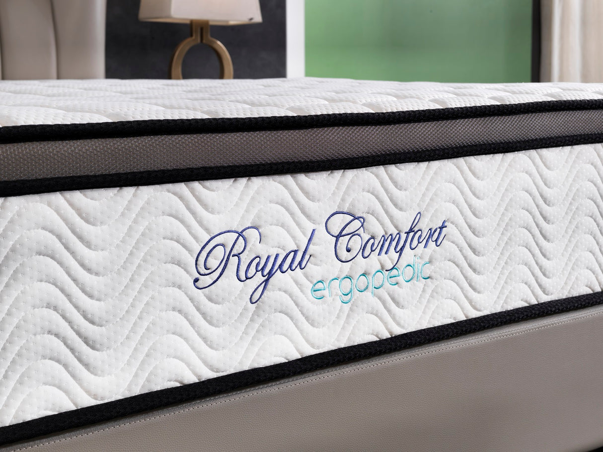 Ergopedic Mattress 5 Zone Latex Pocket Spring Mattress In A Box 30cm - King - White Grey Black