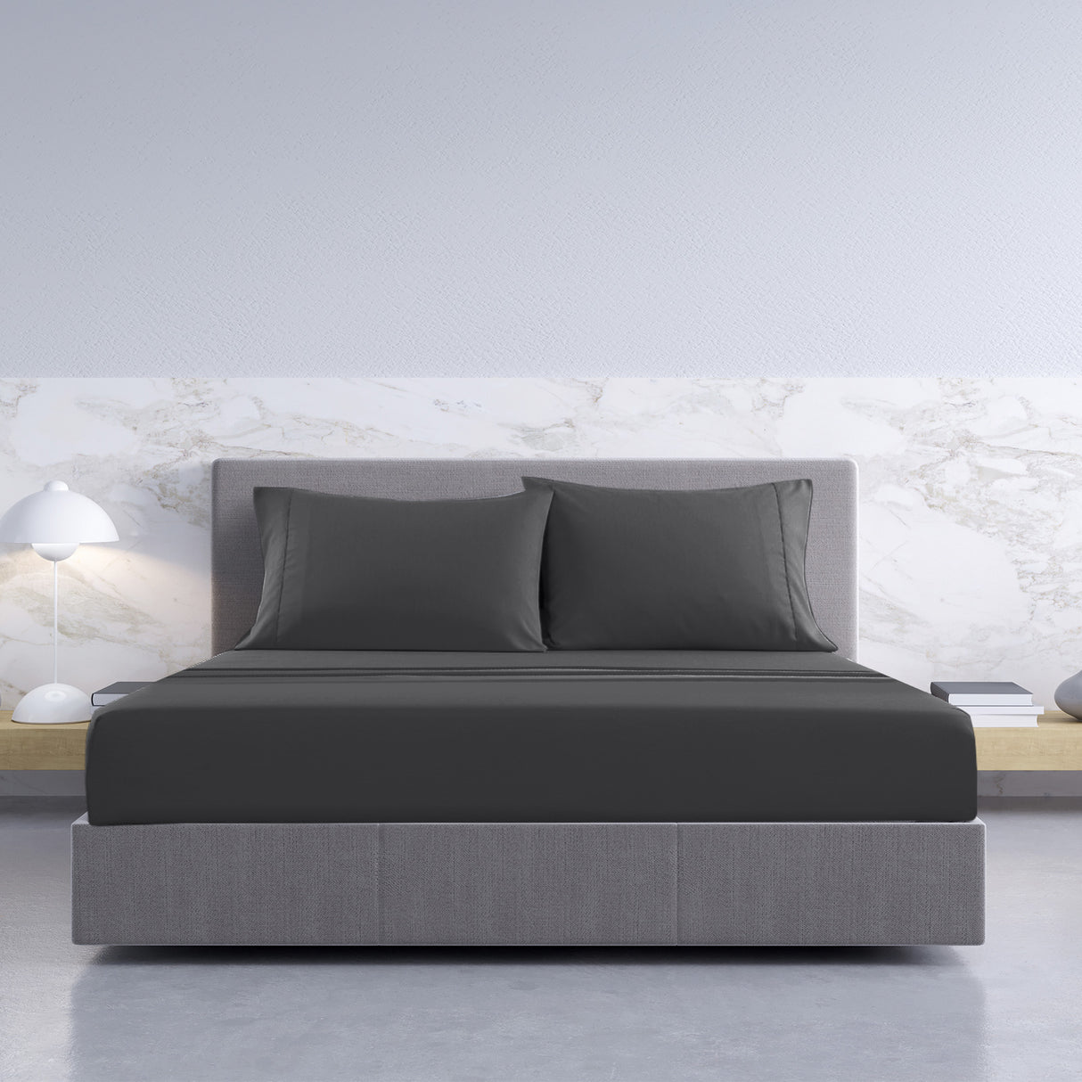 Royal Comfort 1000TC Hotel Grade Bamboo Cotton Sheets Pillowcases Set Ultrasoft - Double - Pewter