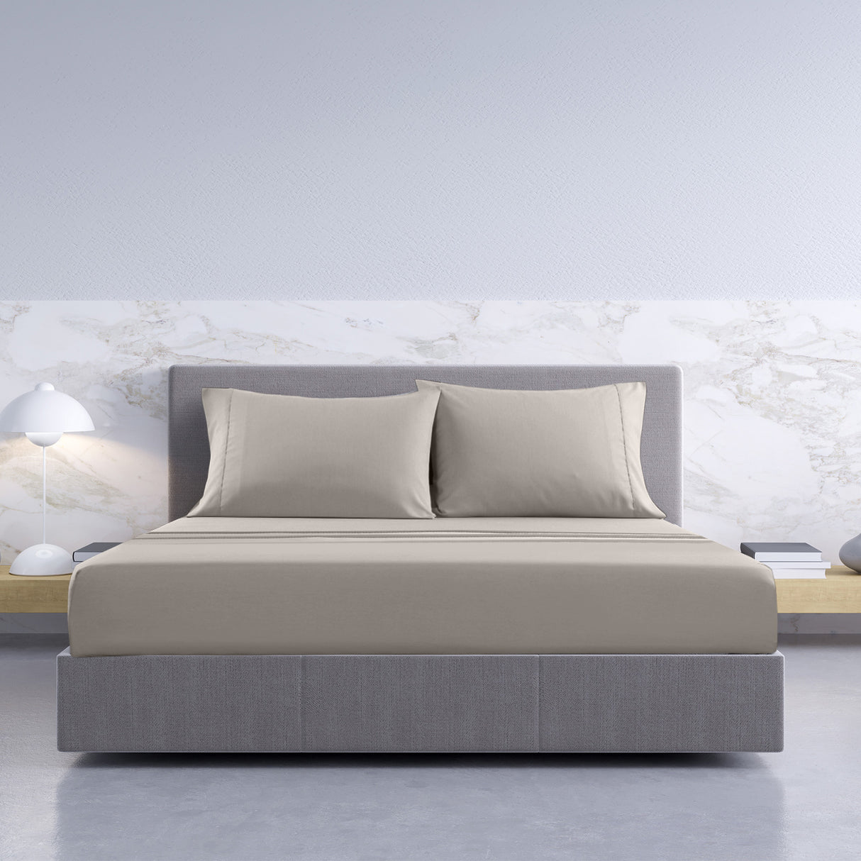 Royal Comfort 1000TC Hotel Grade Bamboo Cotton Sheets Pillowcases Set Ultrasoft - Double - Dove