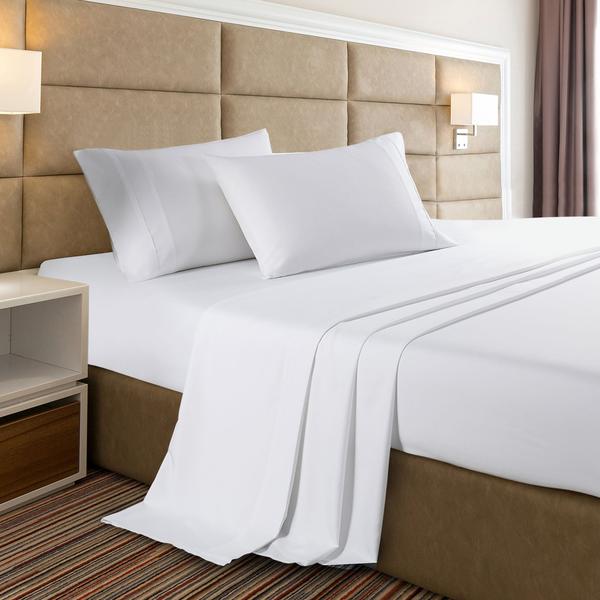 Royal Comfort 350GSM Bamboo Quilt 2000TC Sheet Set And 2 Pack Duck Pillows Set - Single - White