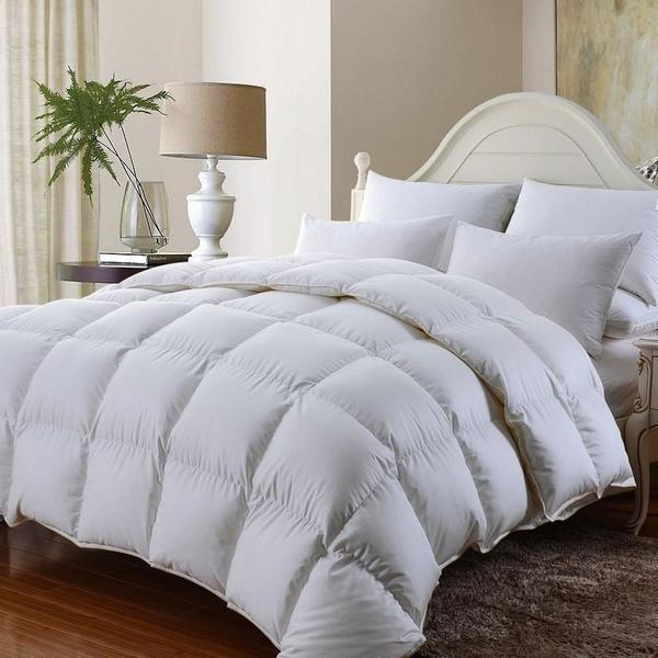 Royal Comfort 350GSM Bamboo Quilt 2000TC Sheet Set And 2 Pack Duck Pillows Set - Queen - White