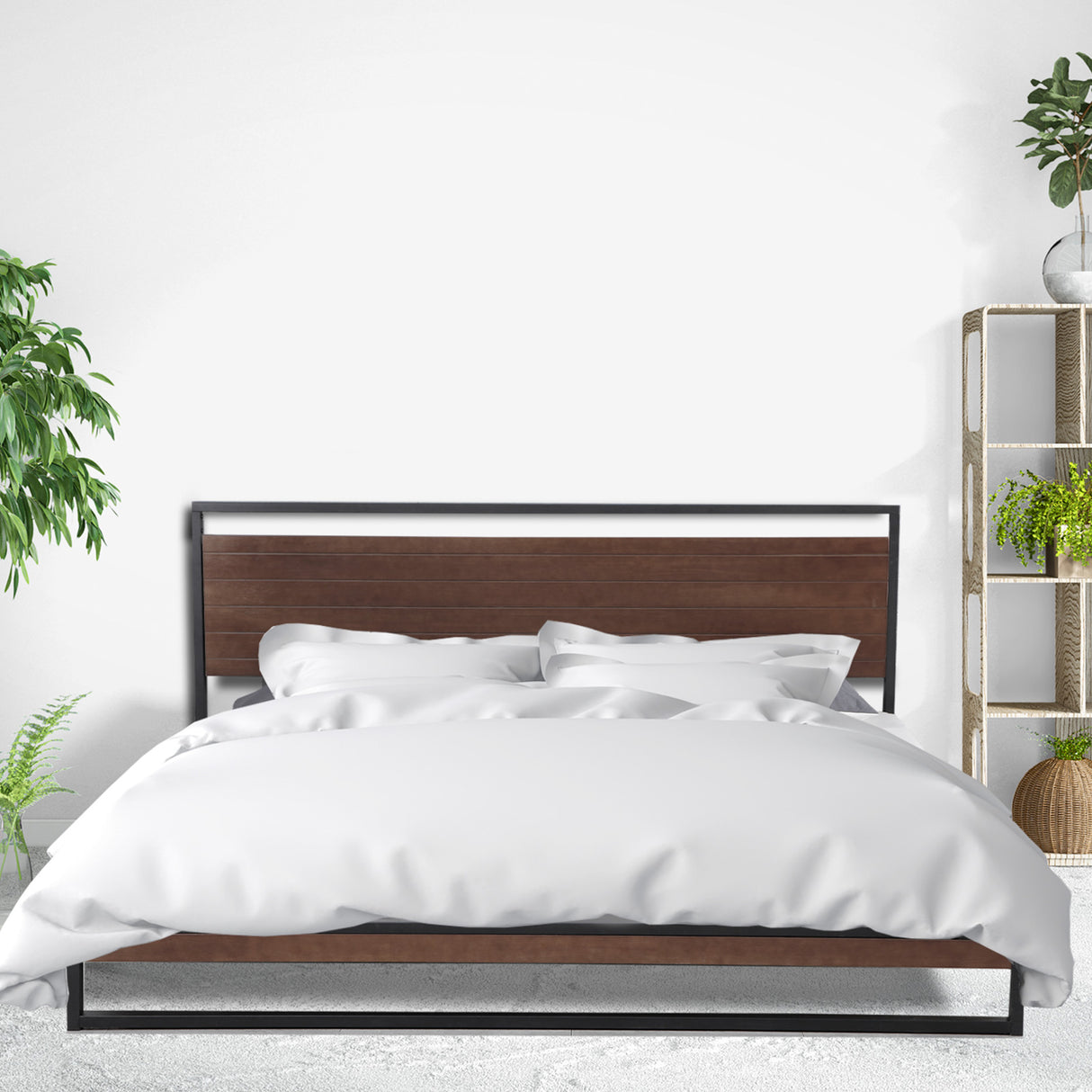 Azure Wood Bed Frame With Comforpedic Mattress Package Deal Bedroom Set - Single - White Brown