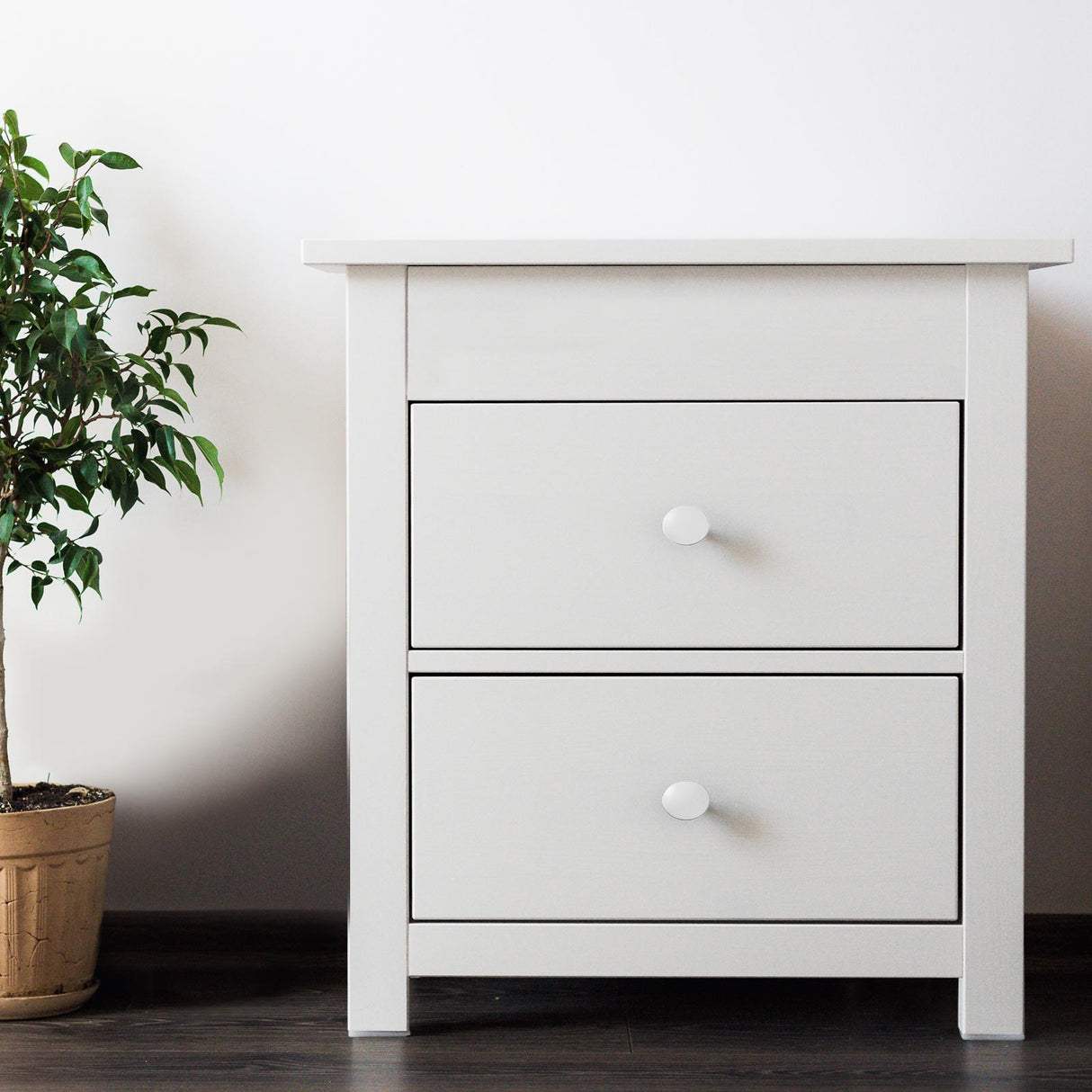 Milano Decor Bedside Table Byron Bay White Storage Cabinet Bedroom - Two Pack - White