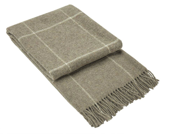 Luxurious Beige Striped New Zealand Wool Throw Blanket