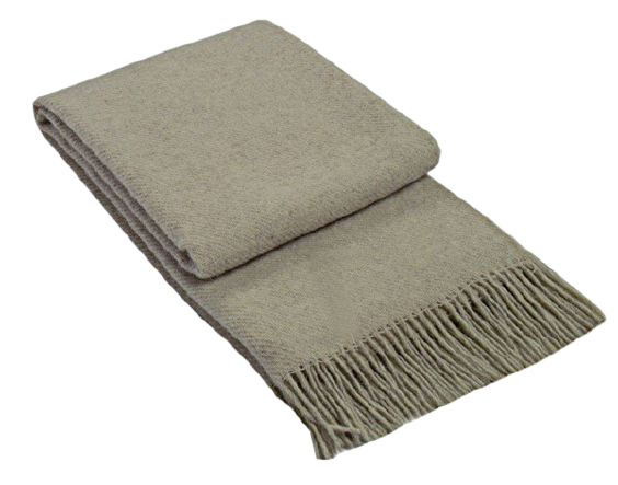 Elegant Beige New Zealand Wool Throw - Handwoven European Design