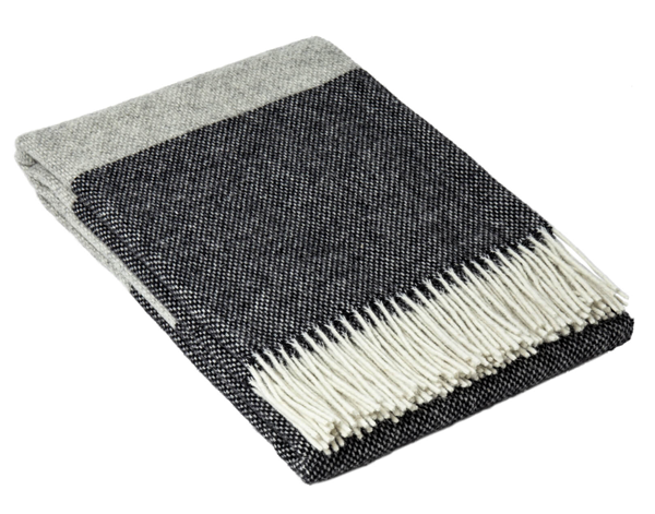 Elegant Monochrome Brighton New Zealand Wool Throw Blanket