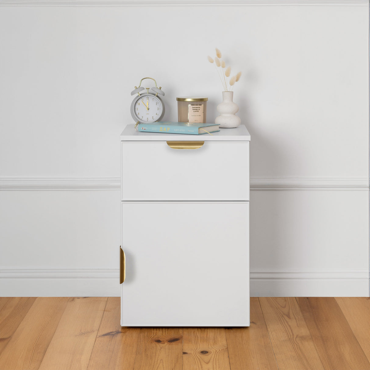 PORTO BEDSIDE TABLE - WHITE - SLIM - PULL BRASS