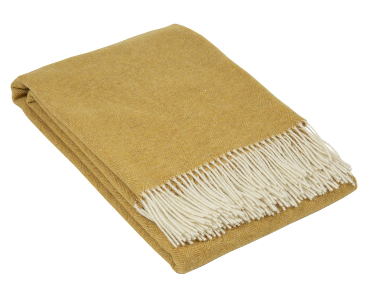 Luxury Merino Wool Blend Throw - Ochre