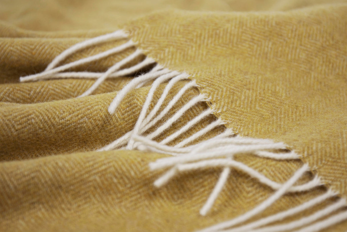 Luxury Merino Wool Blend Throw - Ochre