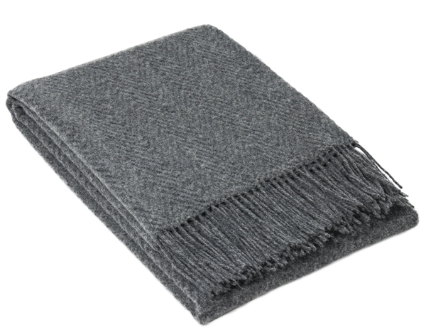 Elegant Slate Merino Wool Blend Hampton Throw