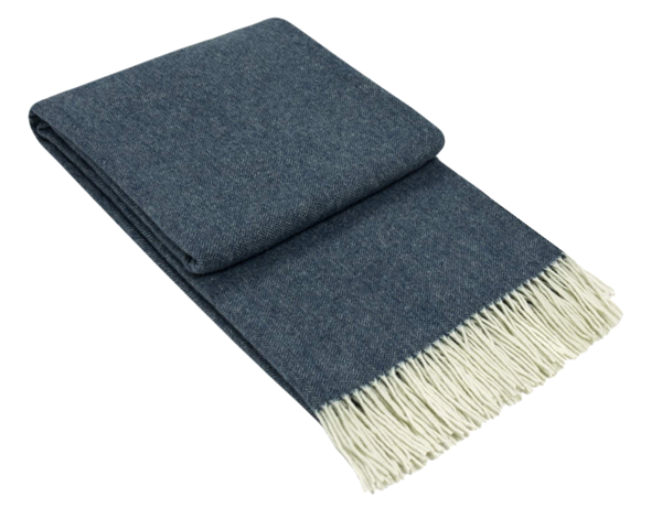 Kensington Luxe Cashmere & Merino Wool Throw - Classic Navy Elegance