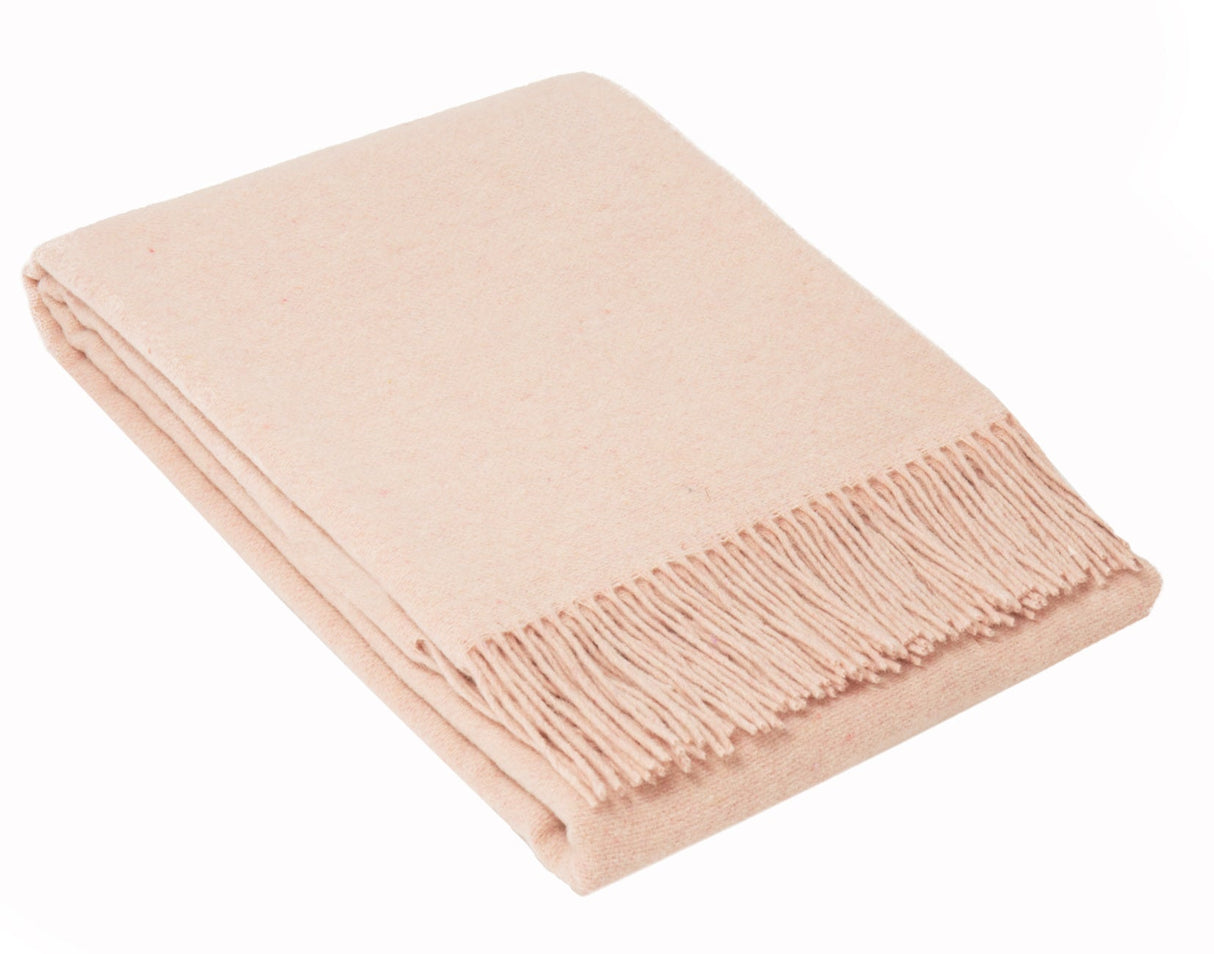 Luxurious Merino Wool Blend Throw Blanket - Blush