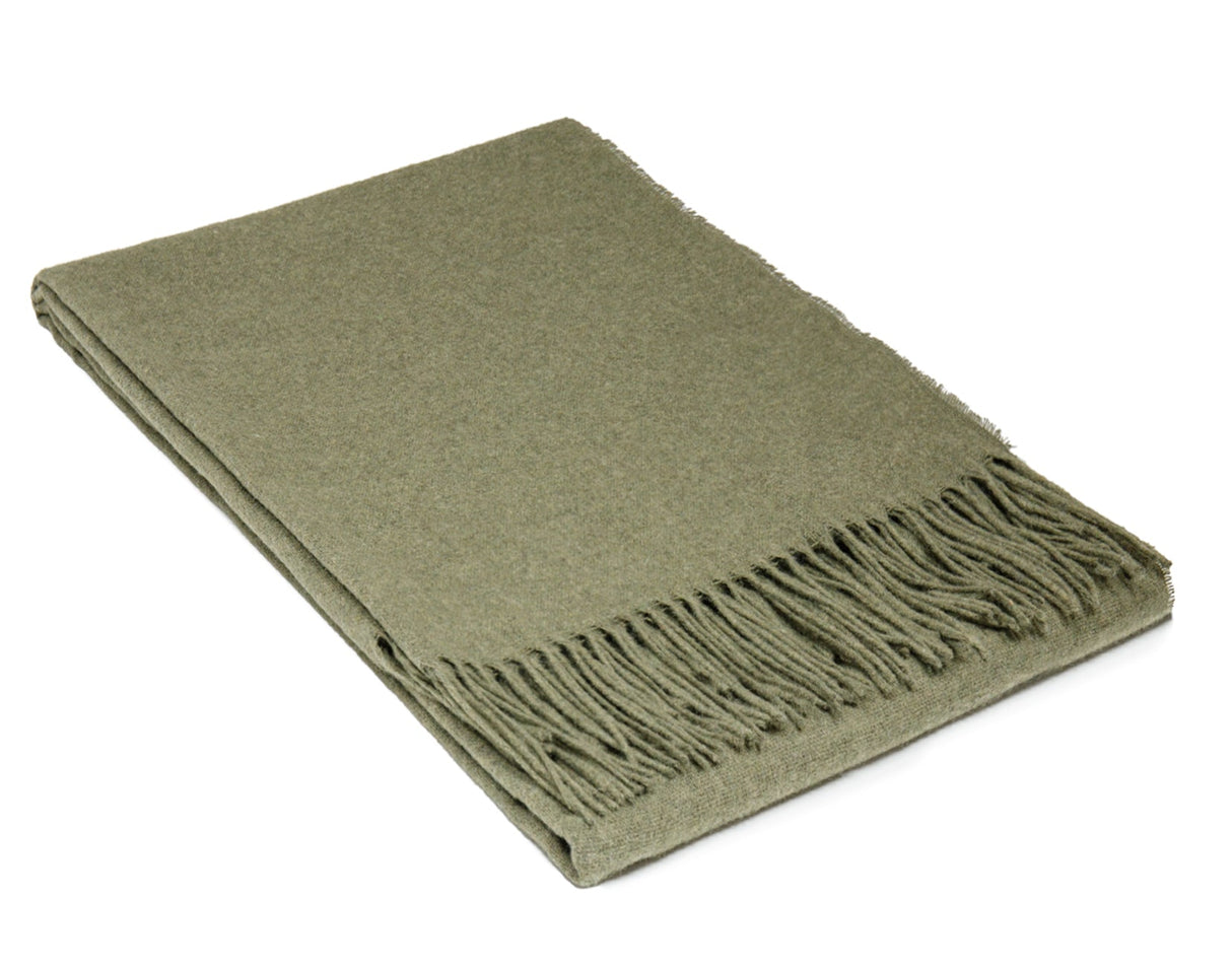 Paddington Cozy Blanket - Luxurious Wool Blend - Olive Green