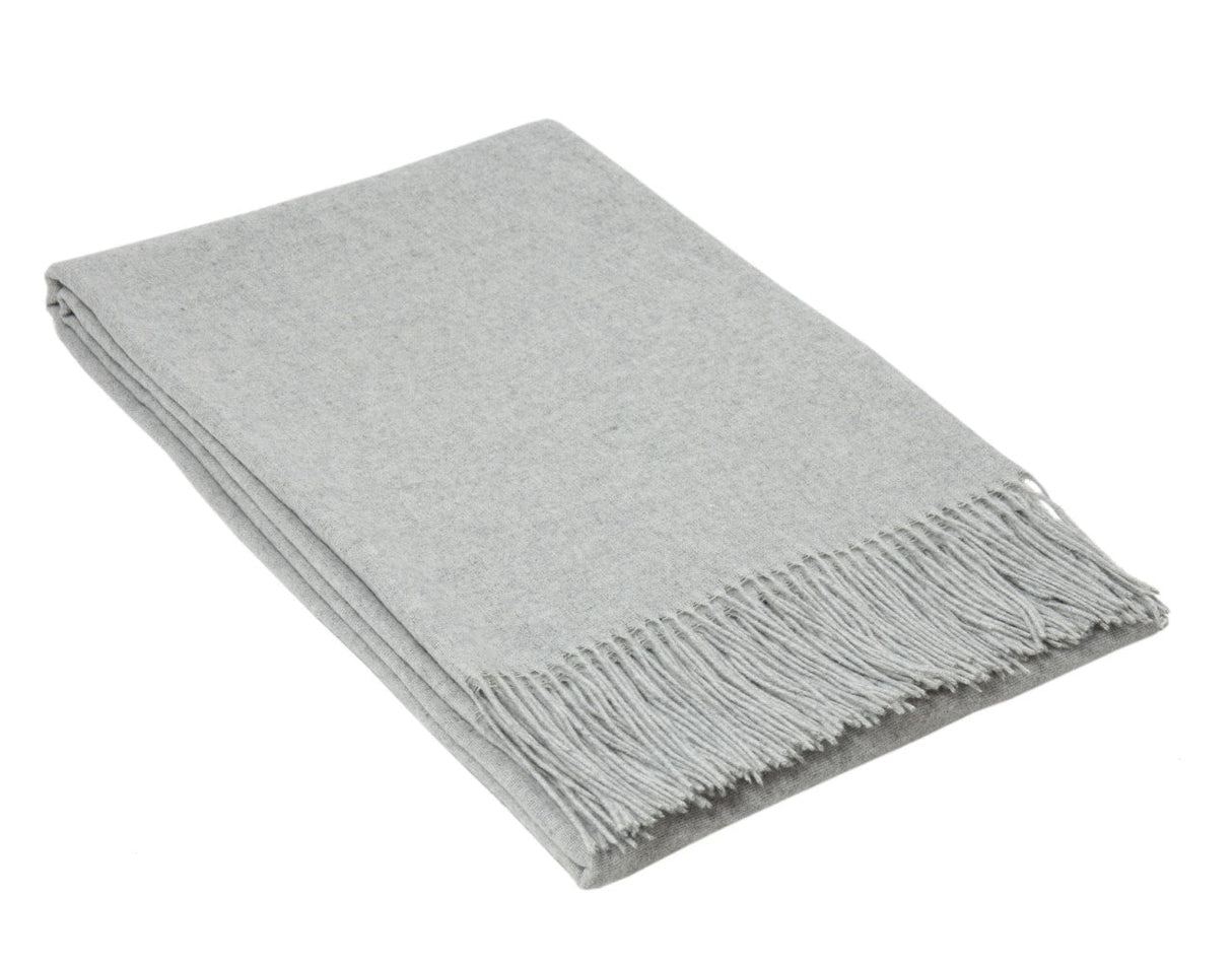 Sleek Light Grey Merino Wool Throw Blanket - Paddington Collection