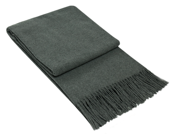 Chic Dark Grey Merino Wool Blend Throw Blanket