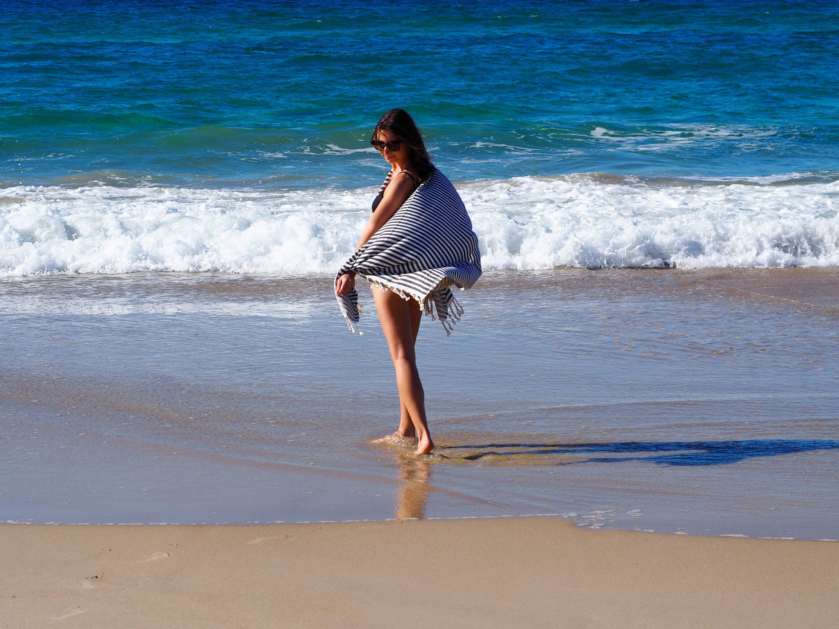 Midnight Portsea Turkish Cotton Beach Towel