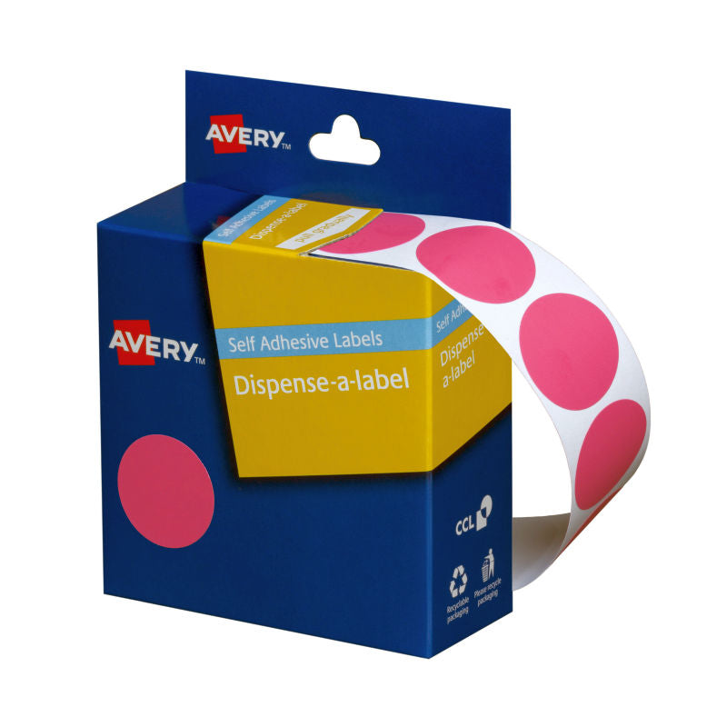 AVERY 24mm Pink Dot Stickers - Pack of 500