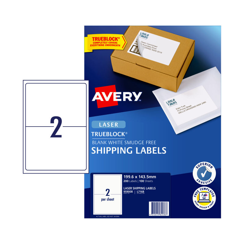 AVERY Laser Label L7168 2-Up 100 Count Pack