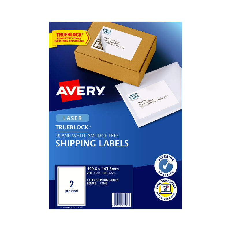 AVERY Laser Label L7168 2-Up 100 Count Pack