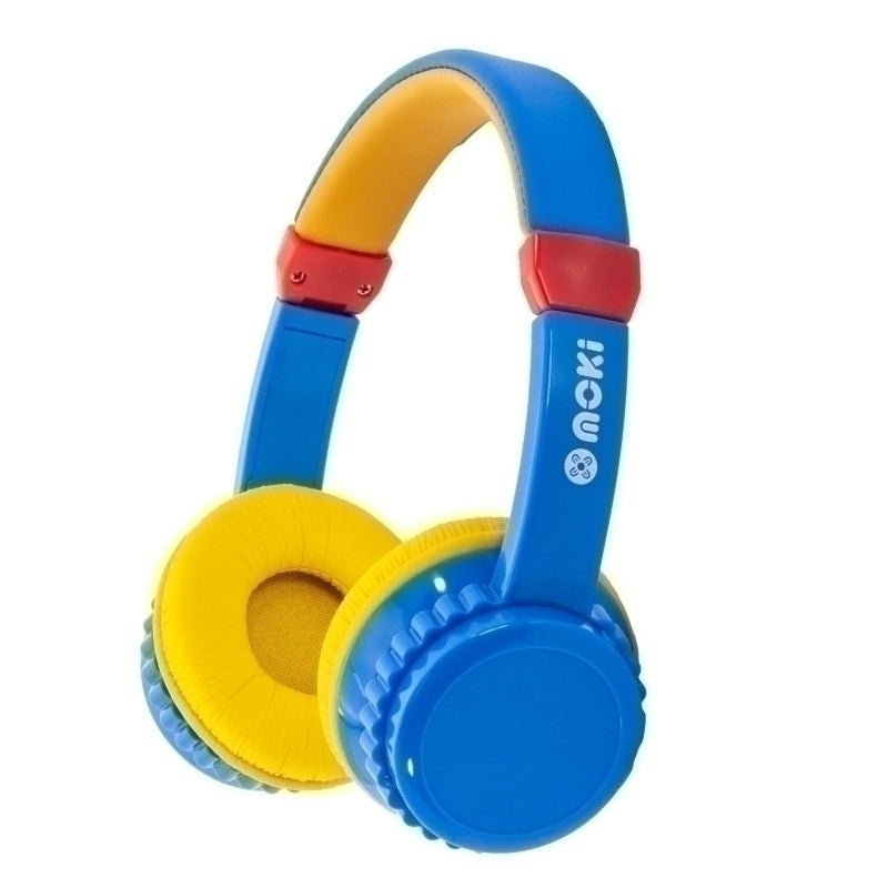MOKI Kid-Friendly Volume-Limited Headphones Blue/Yellow