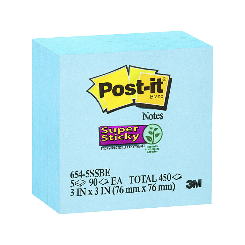 Post-It Super Sticky Electric Blue Notes 75x75mm Box of 4