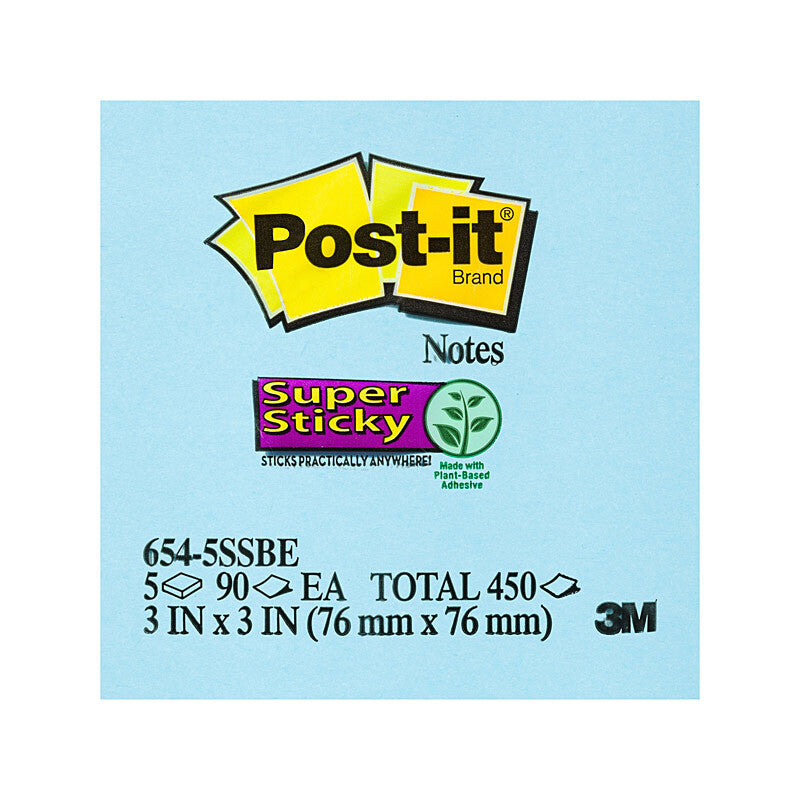 Post-It Super Sticky Electric Blue Notes 75x75mm Box of 4