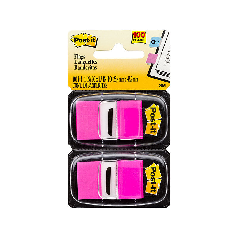 Bright Pink Post-it Flags 680-BP2 - Pack of 2, Box of 6