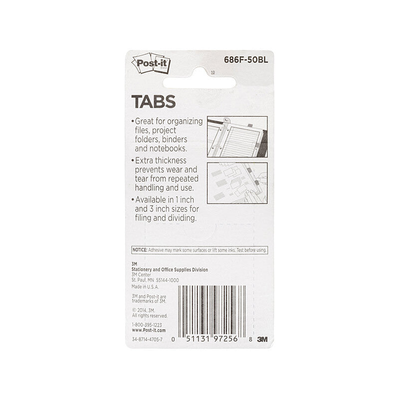 Durable POST-IT Filing Tabs 686F-50BL - Pack of 12