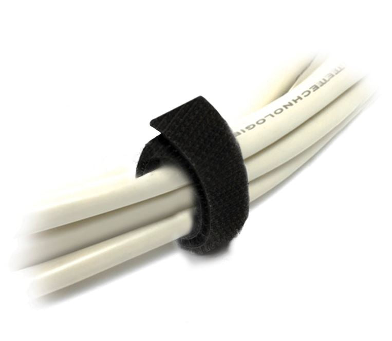 25m x 12mm Black Velcro Cable Management Roll - Double Sided Self-Adhesive Hook & Loop Fastener Tape