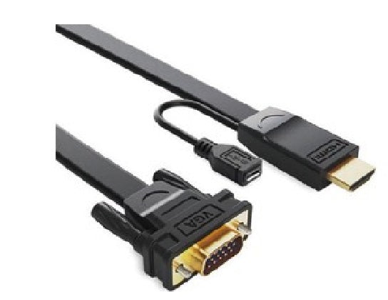 HDMI to VGA Active Converter Cable 2m - Male to Male with Micro USB Power