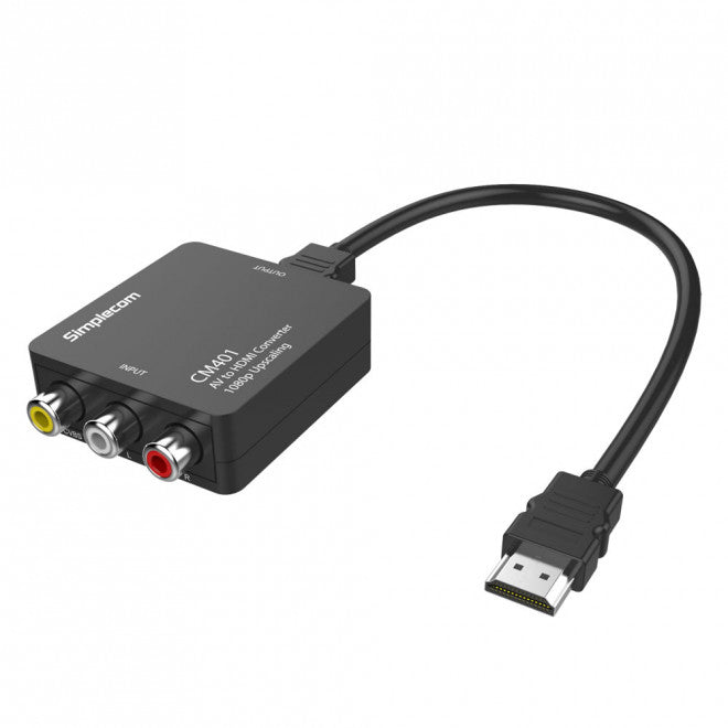 SIMPLECOM CM401 AV to HDMI Converter with 1080p Upscaling for VCRs, Camcorders, and Game Systems