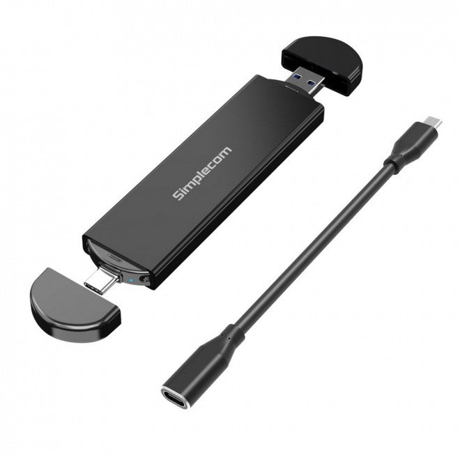 SIMPLECOM SE522 Portable M.2 SSD to Dual USB 3.2 Enclosure with USB-A and USB-C Connectors